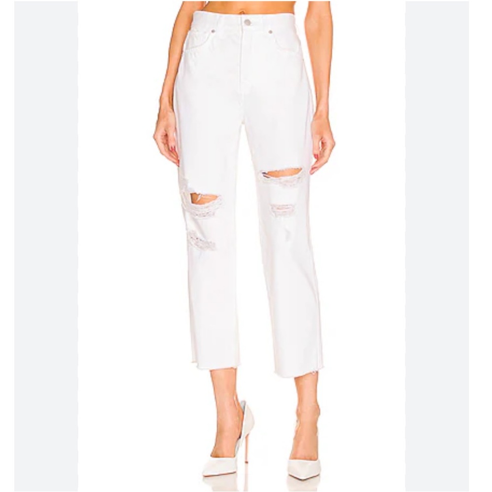Veronica Beard White Blake Straight Cropped Jeans